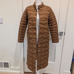 Caramel Brown Quilted Long Coat